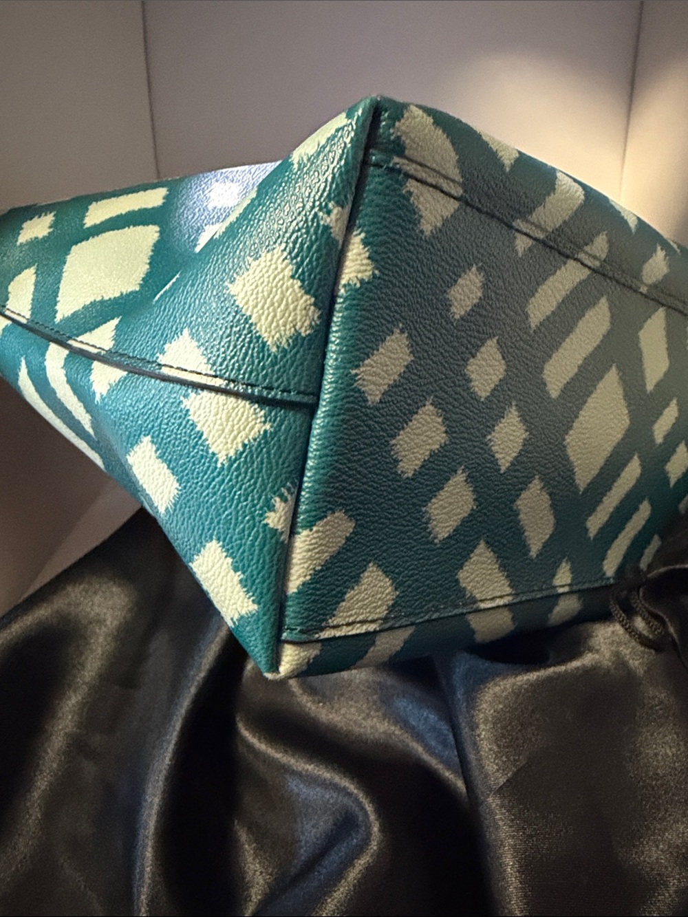 NWOT Coach Geometric Mini Tote Bag Zip-Top in Teal/White Wild Plaid - Picture 11 of 14